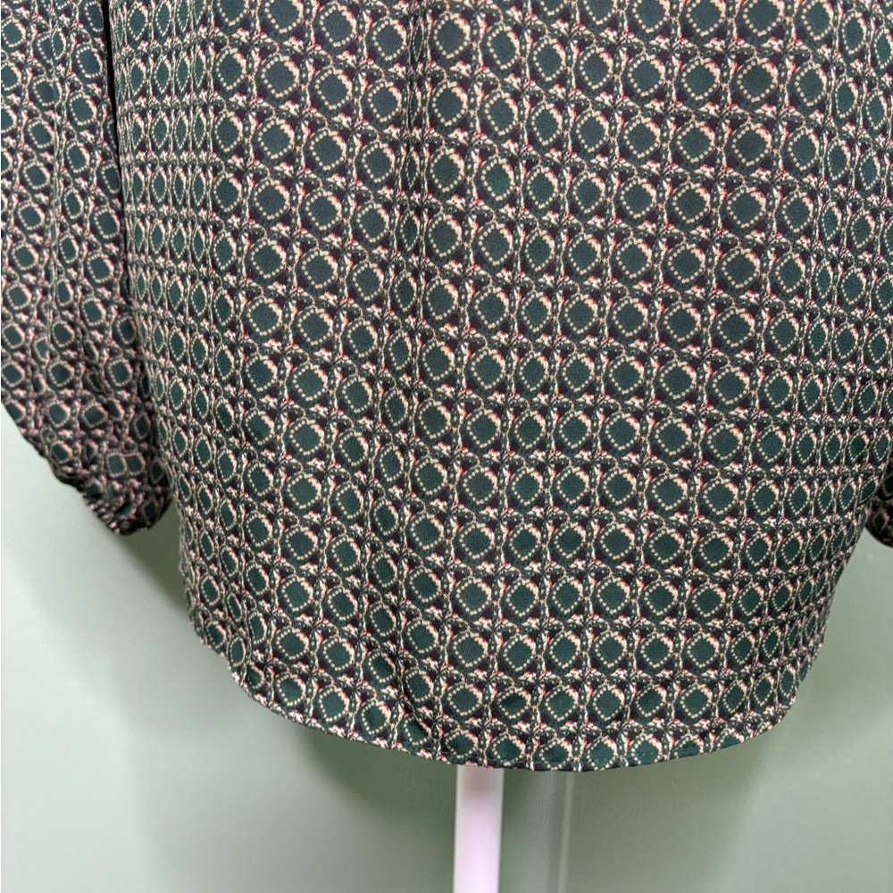 Max Studio Green and Red Patterned Blouse medium - Picture 8 of 11